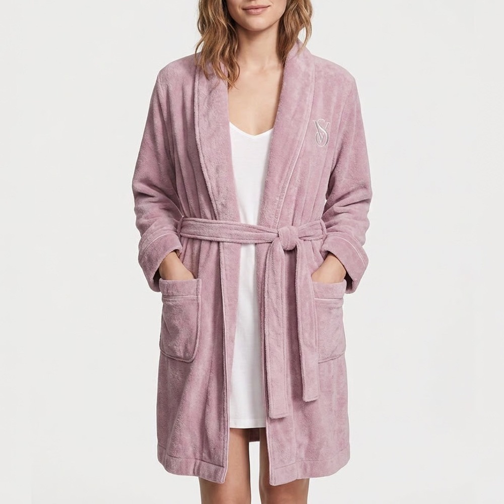 Victoria's Secret Purple Cotton Terry Cloth Belted Bathrobe Medium